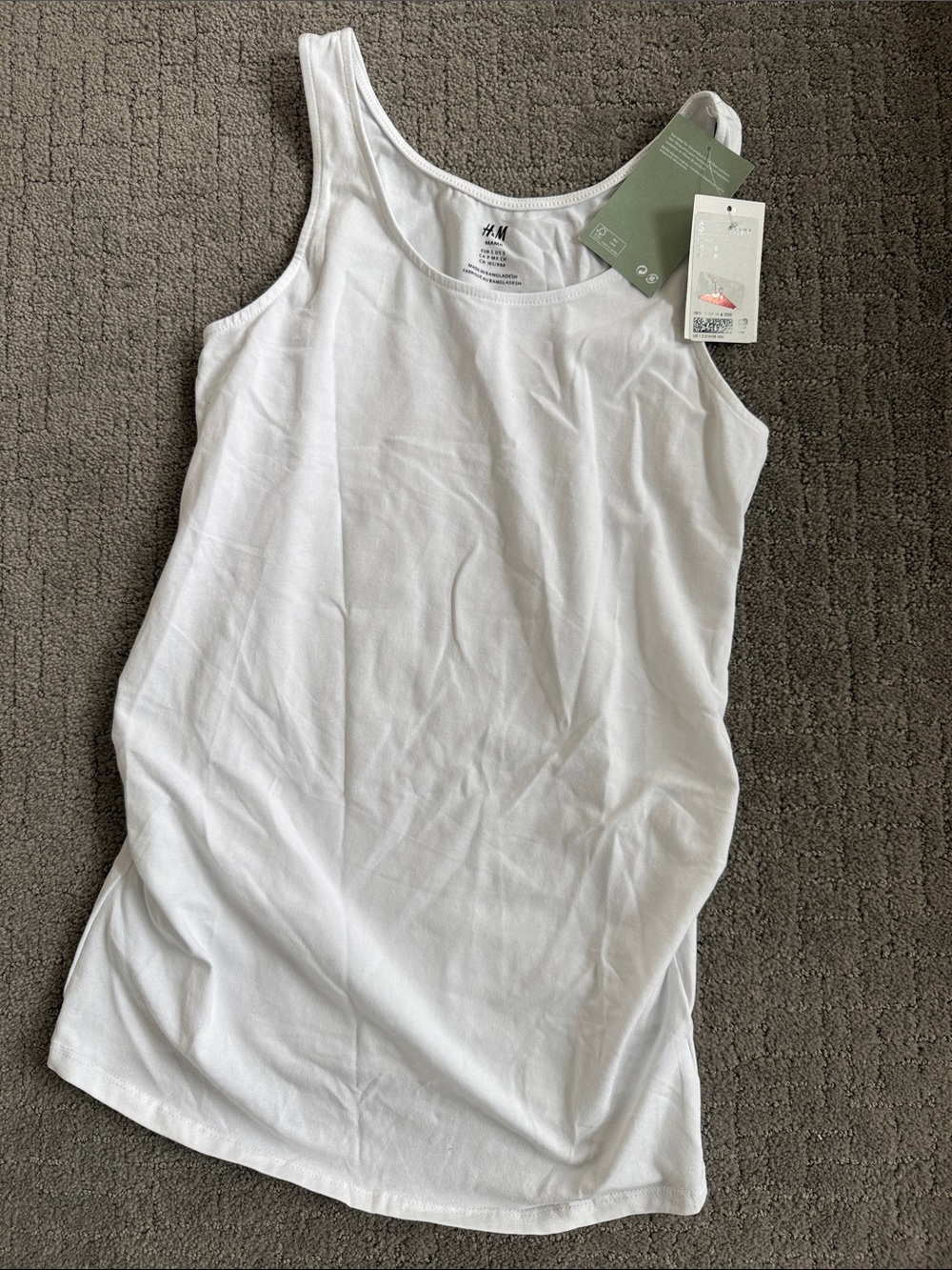 H&M White Cotton Ribbed Tank Top Maternity
